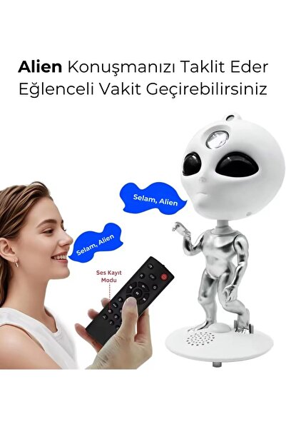 Time&Tech Uzaylı Yıldız Projektör Hoparlörlü, Konuşmayı Tekrar Eden Uzaylı, G...