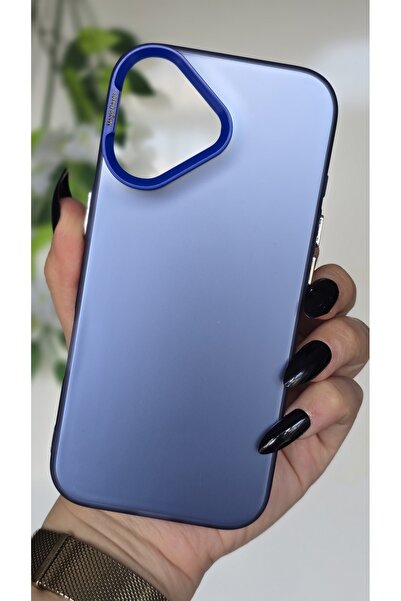 Magic Ring iPhone 17 Uyumlu Mavi Renk Geçişli Mat Silikon Kılıf Kamera Çerçev...