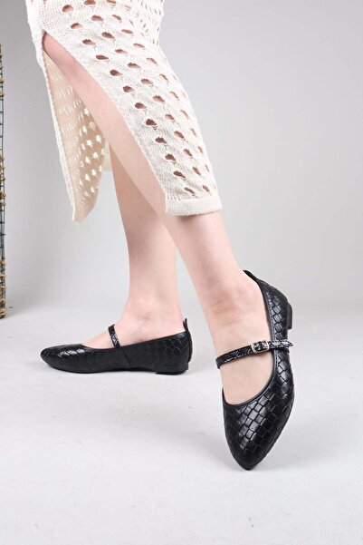 Birikon AVENYA Πλεκτές Μπαλαρίνες με Σχέδια ΜΑΥΡΕΣ