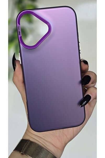 Magic Ring iPhone 17 Uyumlu Mor Renk Geçişli Mat Silikon Kılıf Kamera Çerçeve...