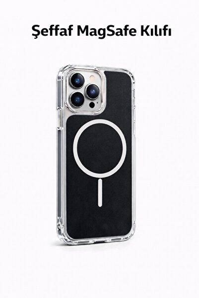 FawCase IPhone 13 Pro Max Sefaf Magesafe Manyetik Telefon Kılıfı