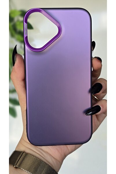 Magic Ring Iphone 16 Uyumlu Mor Renk Geçişli Mat Silikon Kılıf Kamera Çerçeve...