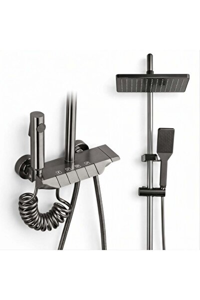 Amigo Θερμοστατικό Σετ Ντους με Ρυθμιζόμενη Κολώνα, 125,5 εκ., Κεφαλή Ντους Β...