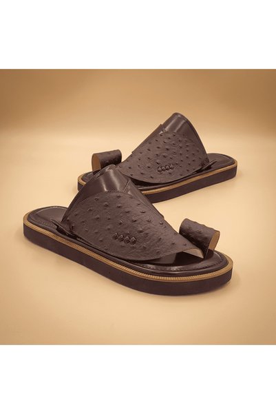 chic najd Brown Oriental Shoes Made of Ostrich Skin