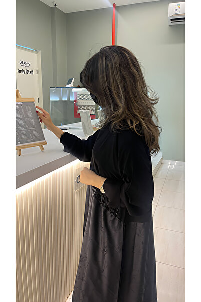 Abaya zeropoint عباية بلون داكن من الألموند