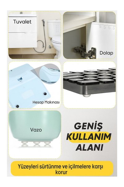Lilasso 20 Adet 10Mm Yapışkanlı Şeffaf Silikon Ses Stoperi Dolap Çekmece Tamp...