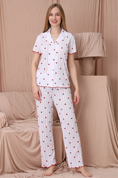 Wordex MRN 1702 Σετ γυναικείες πιτζάμες με κοντό μανίκι από λεπτό ύφασμα με σ...