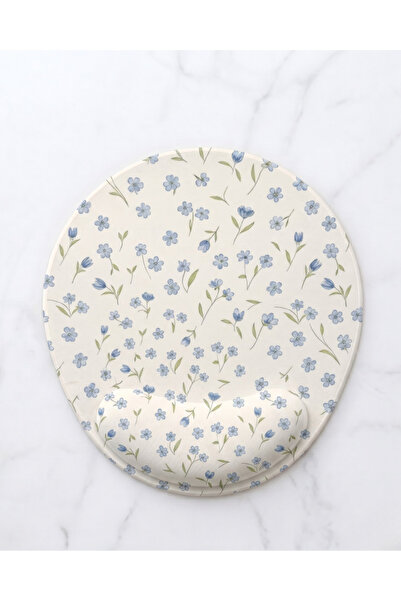 matizya Mavi Çiçek Desenli Bilek Destekli Mousepad | Zarif & Minimal Tasarım