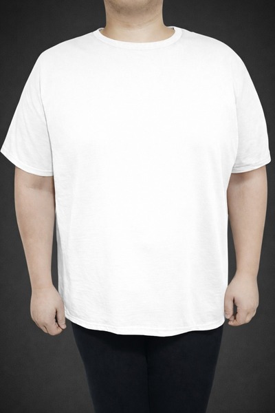 upsize Büyük Beden T-Shirt %100 Pamuk Yumuşak Dokulu Beyaz Bisiklet Yaka (4XL...