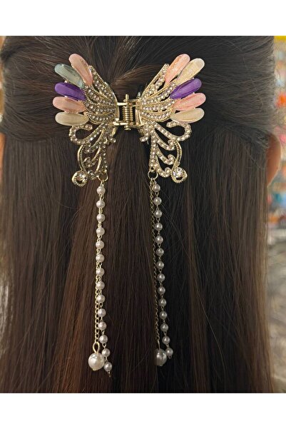 MD Moda Accessories مشبك شعر مزين بالأحجار الملونة واللؤلؤ