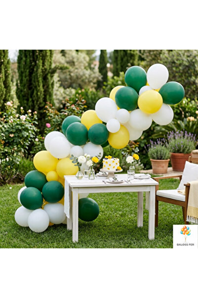 baloss fer Doğum Günü Baby Shower Süsleri Balon Seti 20 Parça Koyu Yeşil Beya...