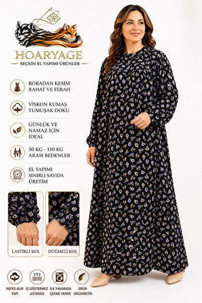 hoaryage Φόρεμα από βισκόζη με μακριά μανίκια, άνετη εφαρμογή, υπερμεγέθη, χα...