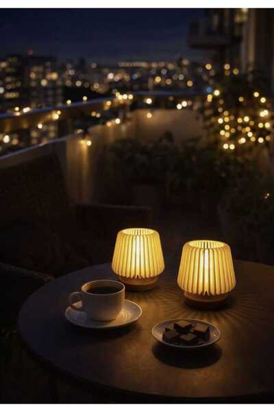 ARAYSHOP 2 Adet Modern LED Masa Lambası Kablosuz Pilli Led Mumlu Gece Lambası...