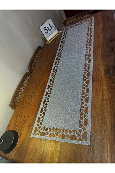 EHA LAZER Κομψό τραπεζομάντιλο με ασημί λάμψη και σχέδιο αστεριών