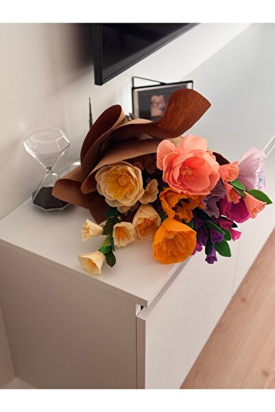 Bloom by merih El Yapımı Kağıt Çiçek Aranjmanı – Dekoratif Vazo Çiçeği
