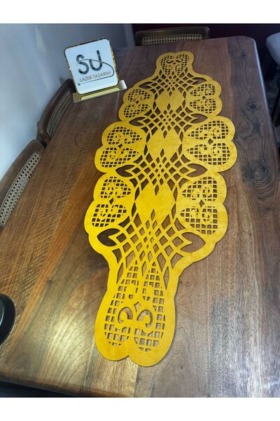 EHA LAZER Κίτρινο τραπεζομάντιλο αμερικάνικου σερβιρίσματος με χοντρή υφή Nubuck