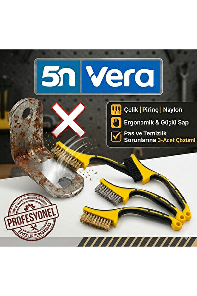 Universal Profesyonel Tel Fırça Seti | 3’lü Metal Temizleme, Pas Sökme ve Hob...