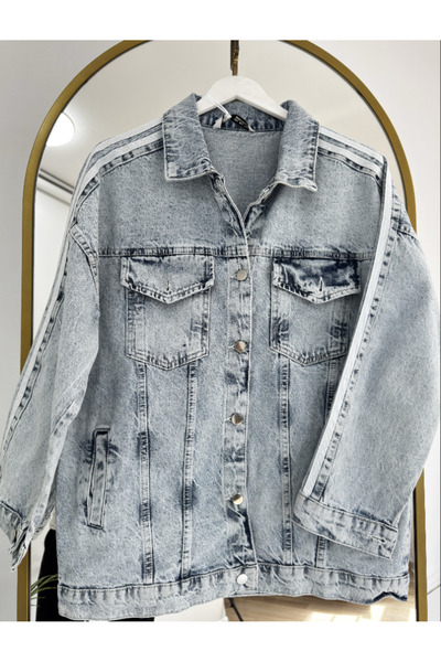 Tebrikler tekstil New Season Women's Mini Oversized Denim Jacket Stylish and ...