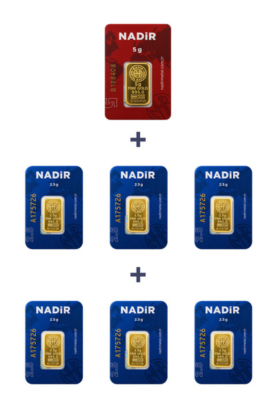 Nadir Gold 24 Ayar 20 Gram Külçe Altın (1 Adet 5 Gram Külçe Altın + 6 Adet 2,...