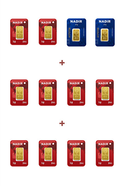 Nadir Gold 24 Ayar 15 Gram Külçe Altın (2 Adet 2,5 Gram Külçe Altın + 10 Adet...