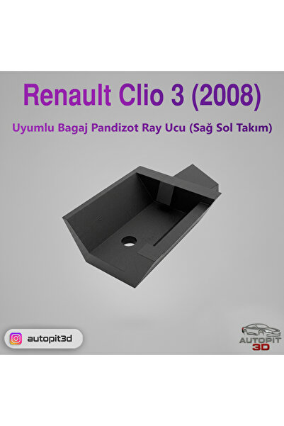AutoPit 3D Renault Clio 3 (2008) Uyumlu Bagaj Pandizot Ray Ucu (Sağ-Sol Takım)