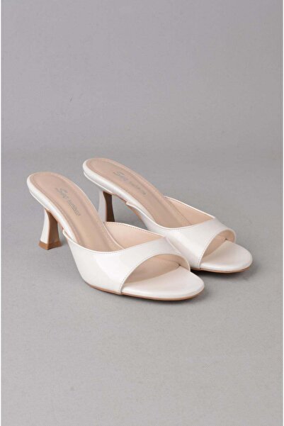 SEÇ KUNDURA Seç Y268 Heeled Dressy Slippers (Heel Height: 7 cm) White