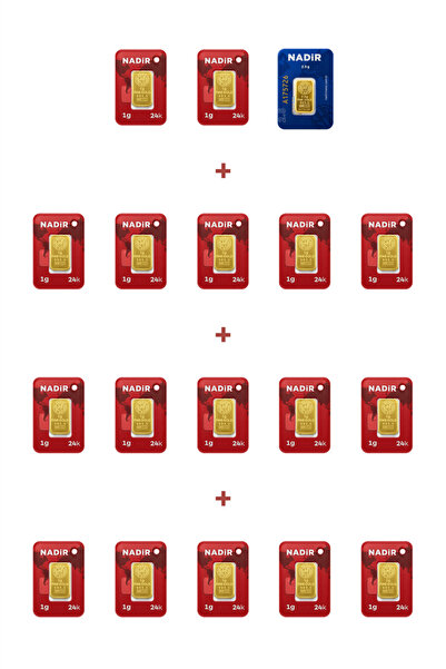 Nadir Gold 24 Ayar 19,5 Gram Külçe Altın (1 Adet 2,5 Gram Külçe Altın + 17 Ad...