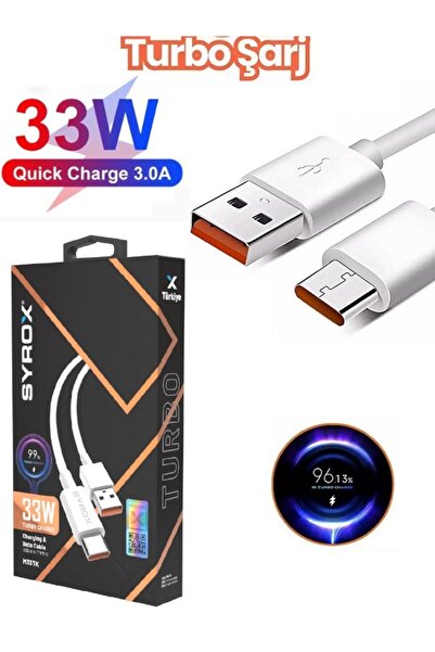 MOBİL GO 33 Watt Turbo Hızlı Şarj Kablosu 33W 6A