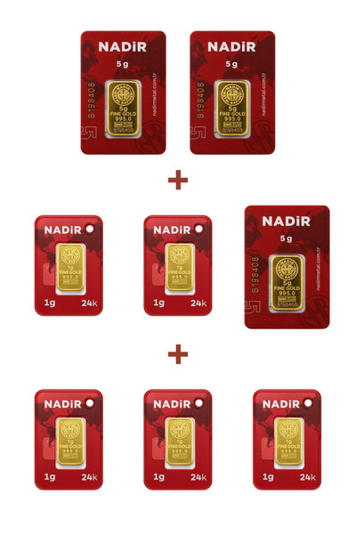 Nadir Gold 24 Ayar 20 Gram Külçe Altın (3 Adet 5 Gram Külçe Altın + 5 Adet 1 ...