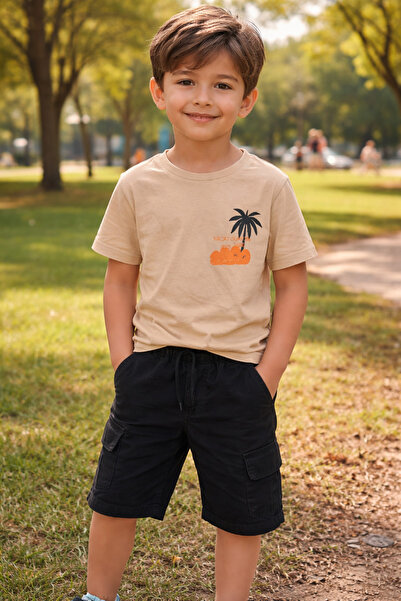 Yalçınoğlu Kids Boy's Denim Shorts Set Single Jersey Combed Cotton T-Shirt Su...