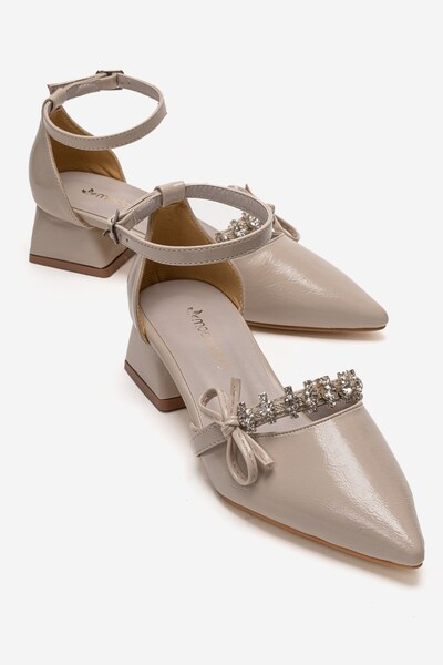 CCWAY AYAKKABI Γυναικεία παπούτσια με τακούνι και μυτερή μύτη με στρας TEN YANKİ