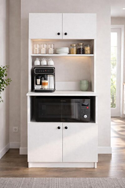 MOBİX HOME MK24 Çok Amaçlı 4 Kapaklı Kahve Köşesi Dolabı