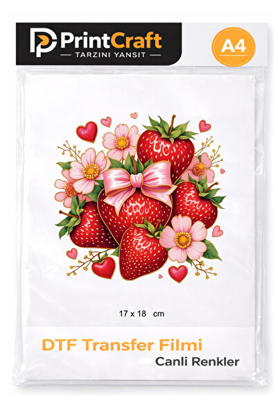 Palo Santo 17x18 cm Çilek Modeli Ütü ile Yapışan DTF Transfer Baskı (A4)