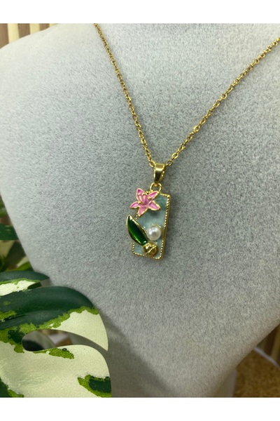 eiboutiqueofficial Mavi Lilyum Kolye (Mineli Sanat25)