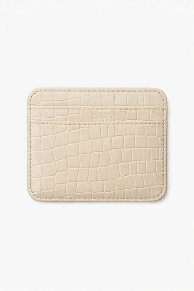 Pratsska - Beige Card Holder with Crocodile Pattern