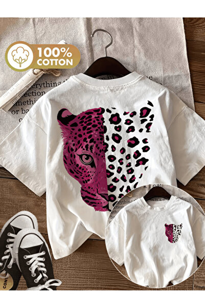 gencerco Double-Sided Back Pink Leopard Patterned Tiger Printed Premium Overs...