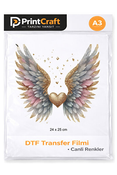 Palo Santo 24x25 cm Melek Kanadı Modeli Ütü ile Yapışan DTF Transfer Baskı (A3)