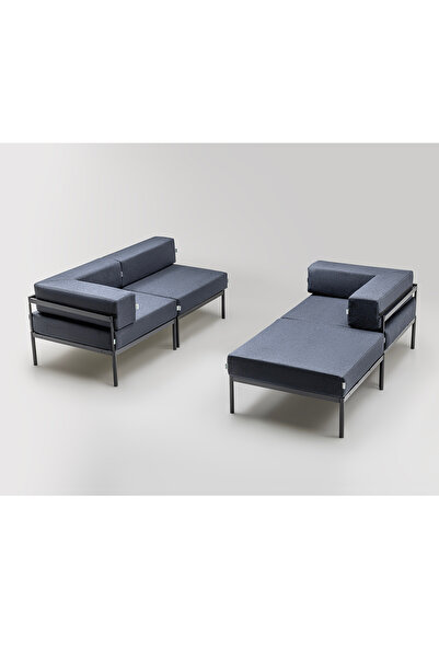 Corner Set Sofa Set Bed Sofa Armchair Pouffe Modular Case Black Case Navy 270X180