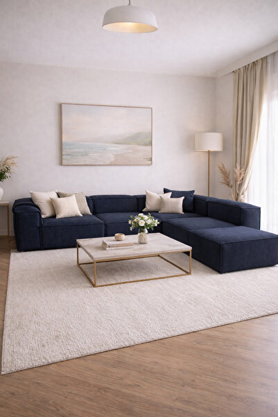 Haliloğlu Relax Soft 5 Modül Köşe Takımı (Mavi) Keten 560, (2 Köşe, 2 Orta, 1...