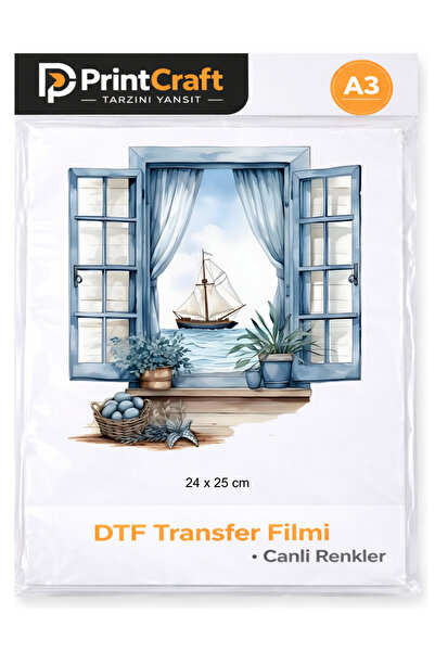 Palo Santo 24x25 cm Okyanus Penceresi Modeli Ütü ile Yapışan DTF Transfer Bas...