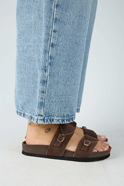 Manijero ®   Γυναικείες καθημερινές παντόφλες Gabi από γνήσιο δέρμα με διπλή ...