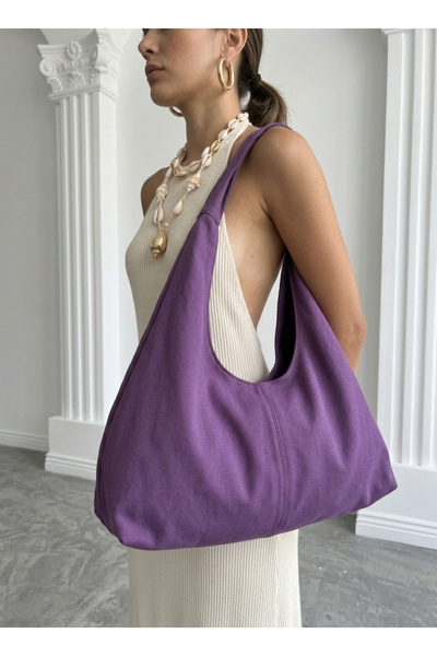 LUNAFEL Μωβ υφασμάτινη τσάντα tote - Μεγάλο μέγεθος - Αδιάβροχο ύφασμα - Γυνα...