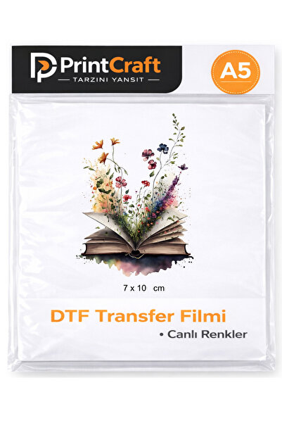 Palo Santo 7x10 cm Kitap-Çiçek Modeli Ütü ile Yapışan DTF Transfer Baskı (A5)