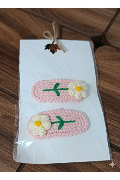 Papatya desen soft renk pembe çıtçıtlı toka