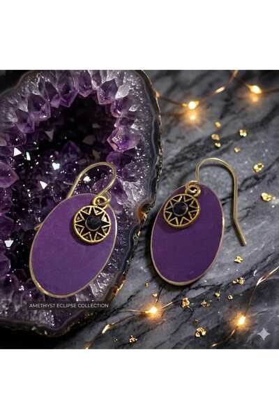 azra takı tasarım Handmade Purple, Patinaed, Bohemian Short Women's Earrings