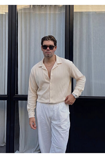 viperkombin Summer Textured Wrinkled Shirt Comfortable Fit