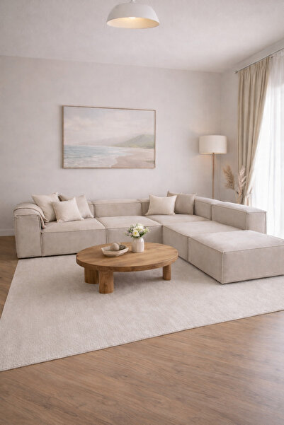 Haliloğlu Relax Soft 5 Modül Köşe Takımı (Krem) Babyface 03, (2 Köşe, 2 Orta,...
