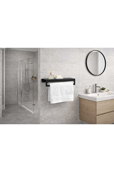 TUKAHOME&DESİNG Havlu Tutacağı Raf Metal Askı, Raflı ve Yapışkanlı Havlu Tuta...