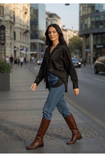 MODELİSA KADIN YAKASI KUŞAKLI ÇİFT CEPLİ MODAL GÖMLEK