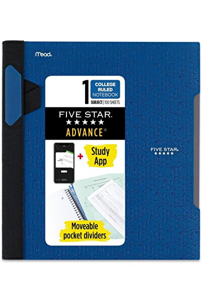 Generic Five Star Spiral Notebook + Study App, One Subject, College Ruled Pap...
